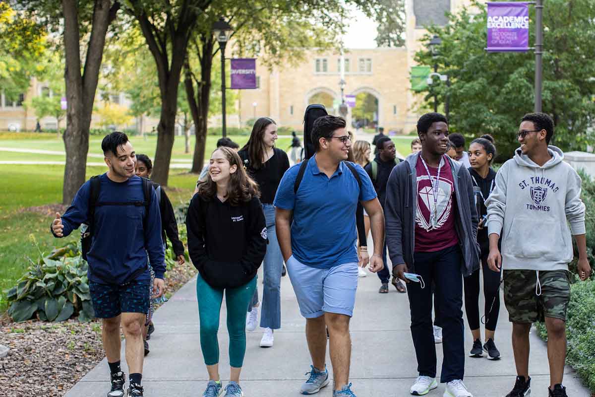 Prospective international students on a campus tour